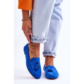 FB1 Suede Classic Fringed Loafers Blue Averil 1