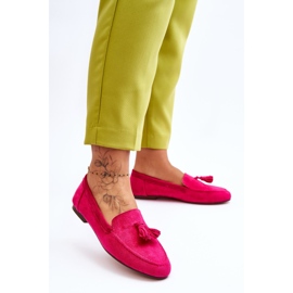 Suede Classic Loafers With Fringes Fuchsia Averil pink 2