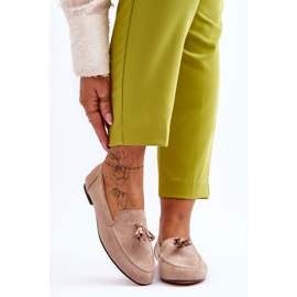 FB1 Suede Classic Loafers With Tassels Beige Averil 1