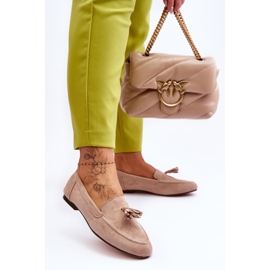 FB1 Suede Classic Loafers With Tassels Beige Averil 2