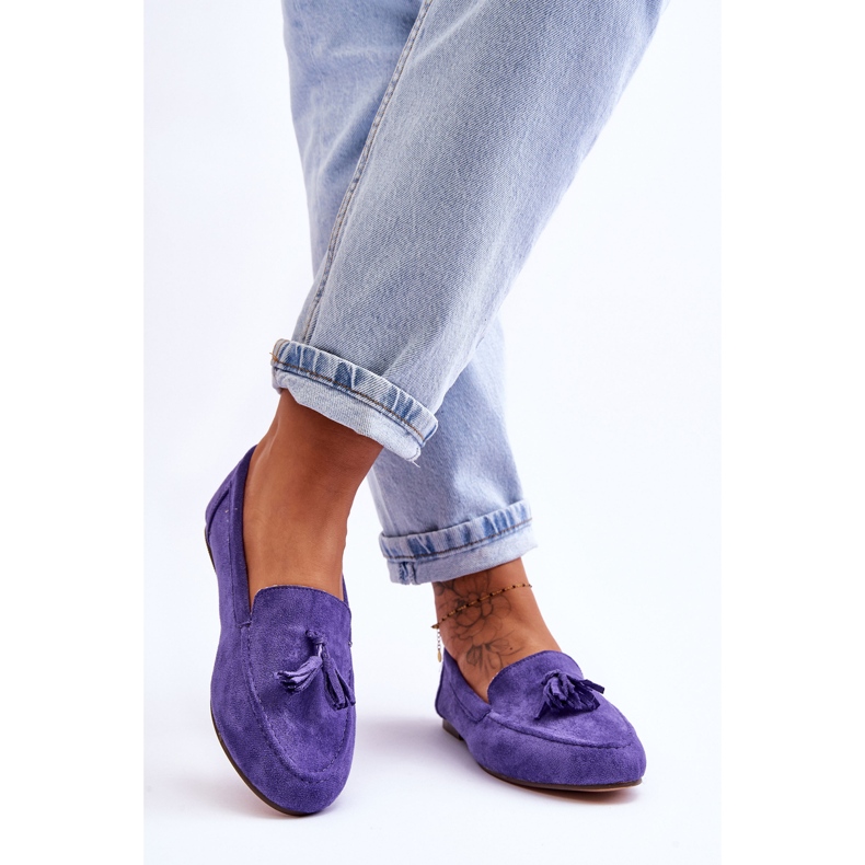 FB1 Suede Classic Loafers With Tassels Purple Averil 2