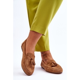 FB1 Suede Classic Loafers With Tassels Brown Averil beige 2