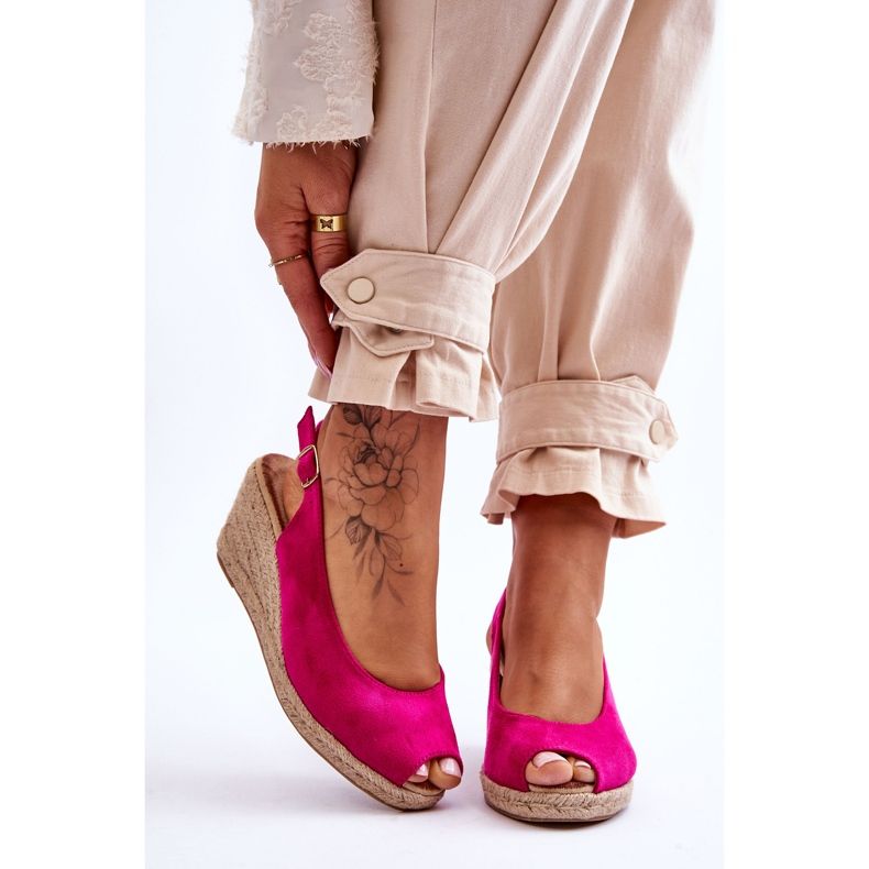 FB1 Fuchsia Elsie Suede Wedge Sandals pink 1