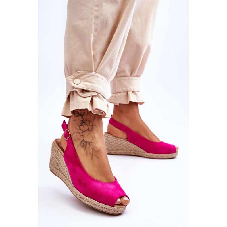 FB1 Fuchsia Elsie Suede Wedge Sandals pink 2