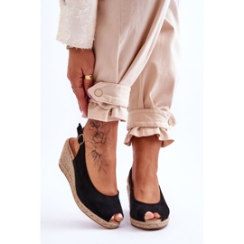 Suede Wedge Sandals Black Elsie 1