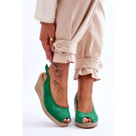 FB1 Green Elsie Suede Wedge Sandals 1