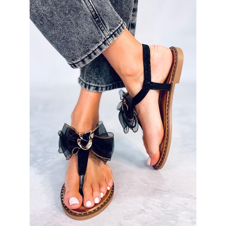 Seastar Farina Black bow flip flops 1