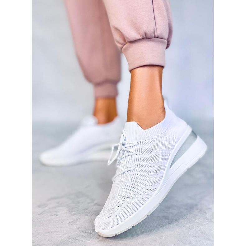 PA1 Croft White hidden wedge trainers 1