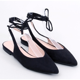 PA1 Dentoni Black lace-up ballet flats 1