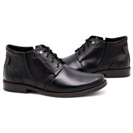 Olivier Men's winter leather boots 336LU black 2