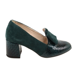 PA2 Diana Green Suede Snakeskin Pumps 1