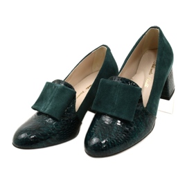 PA2 Diana Green Suede Snakeskin Pumps 4