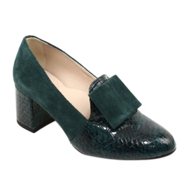 PA2 Diana Green Suede Snakeskin Pumps 2