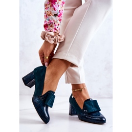 PA2 Diana Green Suede Snakeskin Pumps 2