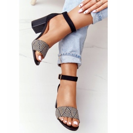 EVE Black Honeymoon Sandals With Braided On A Bar 1
