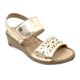 Women's leather sandals Caprice 28253-20 959 Platino Metalic golden 2