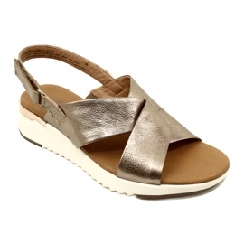 Caprice Taupe Metallic Leather Sandals 9-28702-20 341 golden 2 Caprice Taupe Metallic Leather Sandals 9-28702-20 341 golden 2