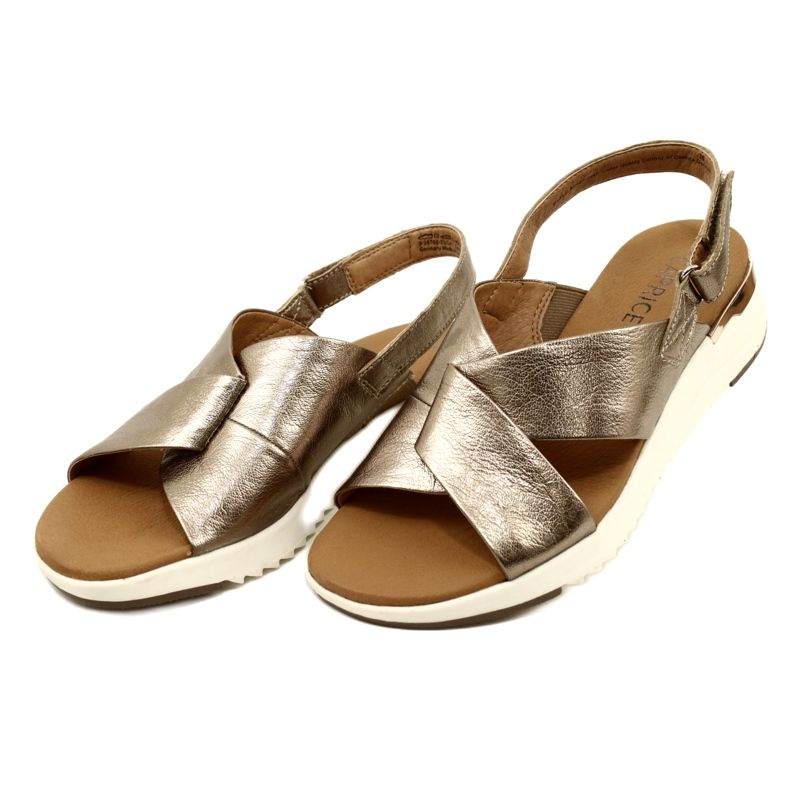 Caprice Taupe Metallic Leather Sandals 9-28702-20 341 golden 4