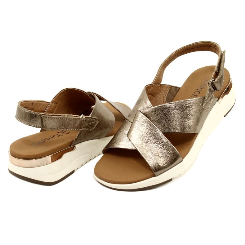Caprice Taupe Metallic Leather Sandals 9-28702-20 341 golden 5 Caprice Taupe Metallic Leather Sandals 9-28702-20 341 golden 5