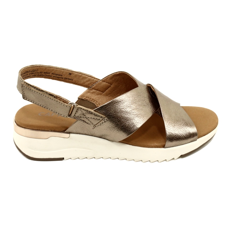 Caprice Taupe Metallic Leather Sandals 9-28702-20 341 golden 1 Caprice Taupe Metallic Leather Sandals 9-28702-20 341 golden 1