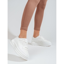 Women's sports shoes Shelovet thick sole sneakers white 1