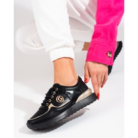 Shelovet women's leather seakers black 2