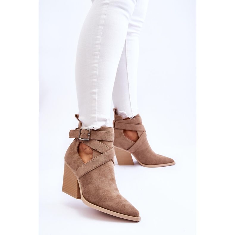 FI1 Women's Suede Cowboy Boots Dark Beige Dennise 2 FI1 Women's Suede Cowboy Boots Dark Beige Dennise 2