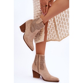 FB1 Women's Suede Cowboy Boots Beige Norvella 2