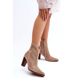 FB1 Openwork Suede Boots On Beige Logan Heel 2