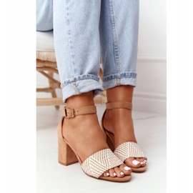 EVE Light Brown Honeymoon Sandals With Braided On A Bar beige 4