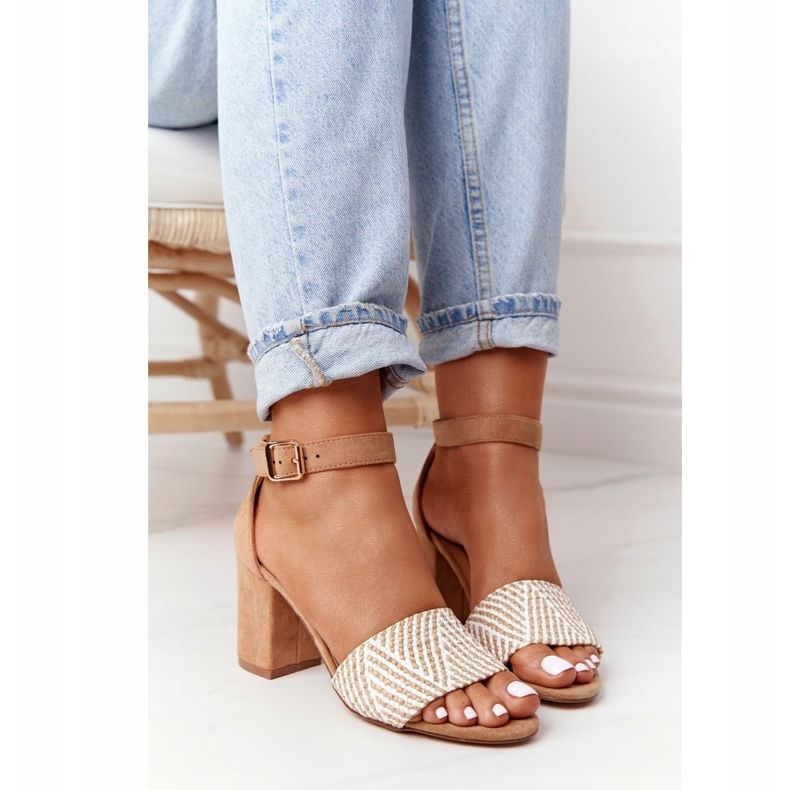 EVE Light Brown Honeymoon Sandals With Braided On A Bar beige 4