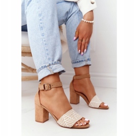 EVE Light Brown Honeymoon Sandals With Braided On A Bar beige 3