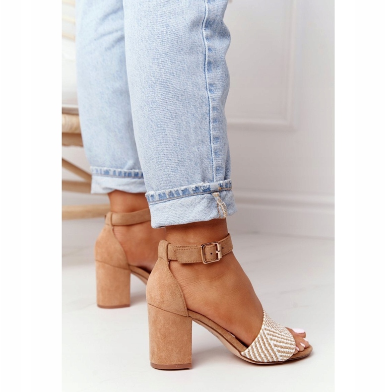 EVE Light Brown Honeymoon Sandals With Braided On A Bar beige 2