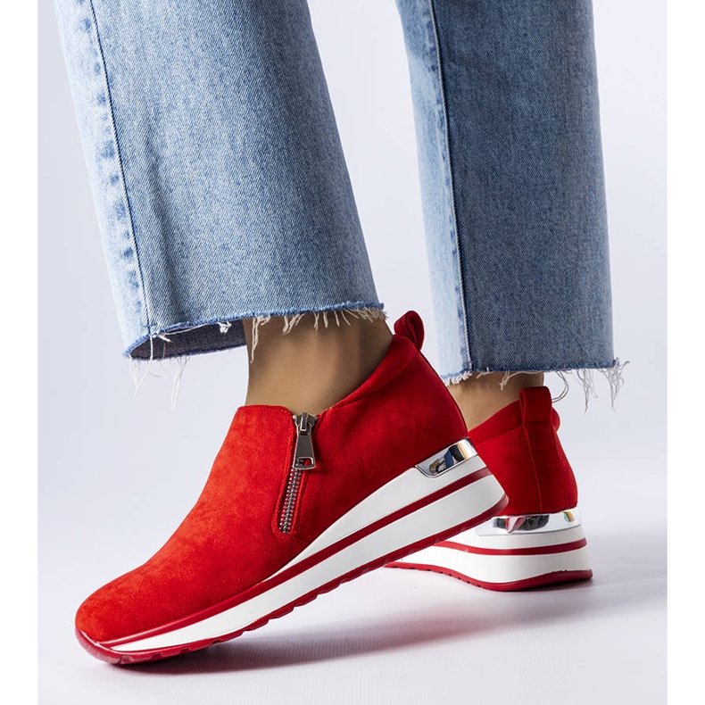 Red wedge sneakers from Létourneau 1