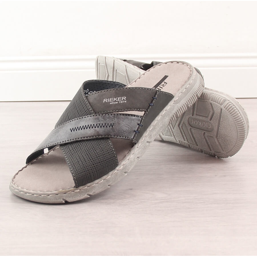 Comfortable gray men's slippers 25289-45 grey - KeeShoes