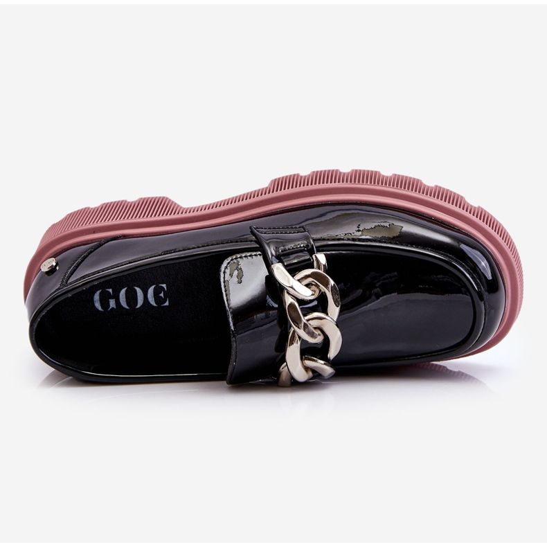 Patent Moccasins With Chain GOE LL2N4039 Black-Purple 1