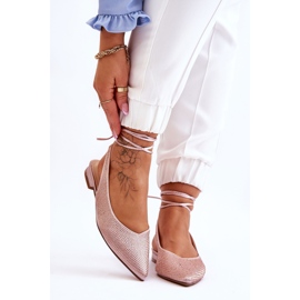 Beige Tied Ballerinas With Rhinestones Mavis brown 1