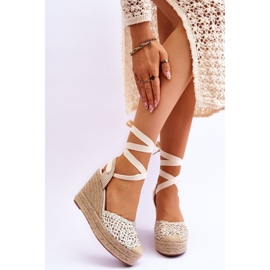 Women's Tied Wedge Sandals White Josephine 1