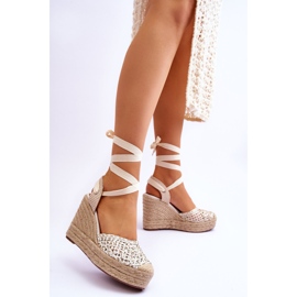 Women's Tied Wedge Sandals White Josephine 2
