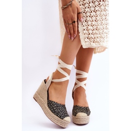 Lace Up Women's Wedge Sandals Black Josephine 1