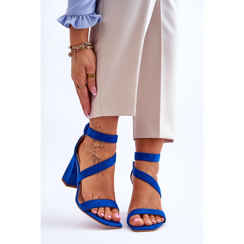 Women's Suede High Heel Sandals Blue Lanes 1