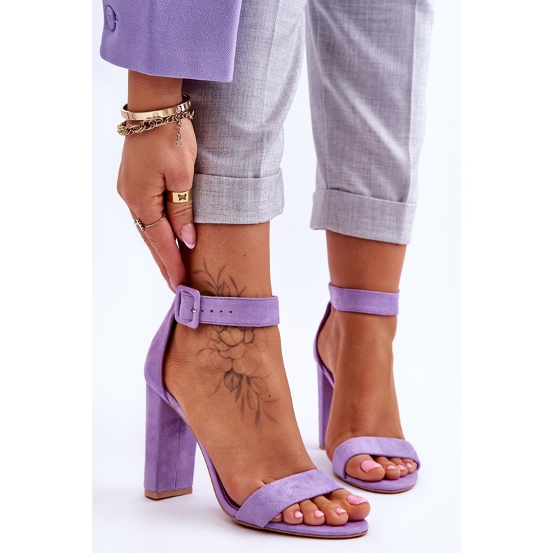 Suede Sandals With Purple Jacqueline Heels 1