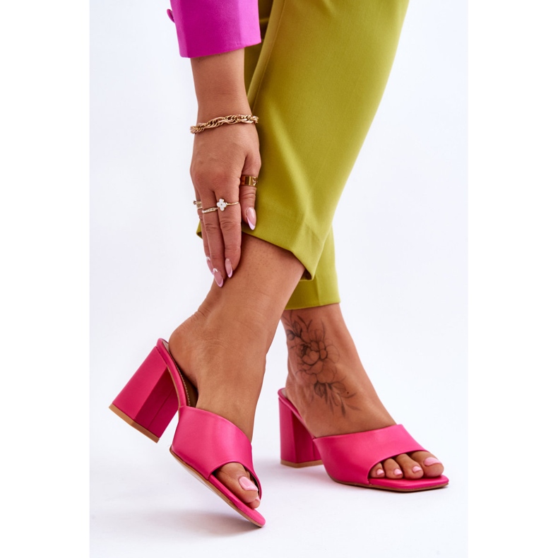 FJ1 Women's Leather Classic Slippers Fuchsia Loara pink 2