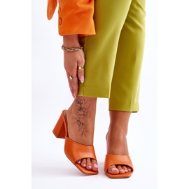Women's Loara Orange Leather Classic Slippers 1