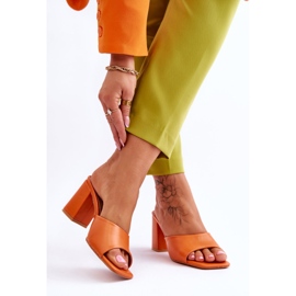 Women's Loara Orange Leather Classic Slippers 2