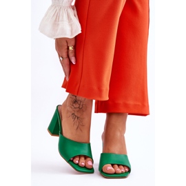 Women's Loara Green Leather Classic Slippers 1