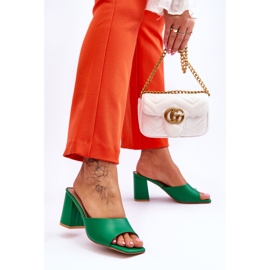 Women's Loara Green Leather Classic Slippers 2