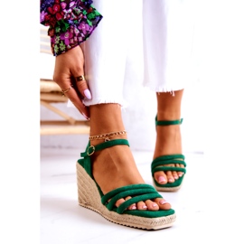 FJ1 Suede Green Louisiana Wedge Sandals 2