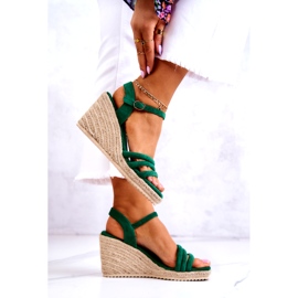 FJ1 Suede Green Louisiana Wedge Sandals 3