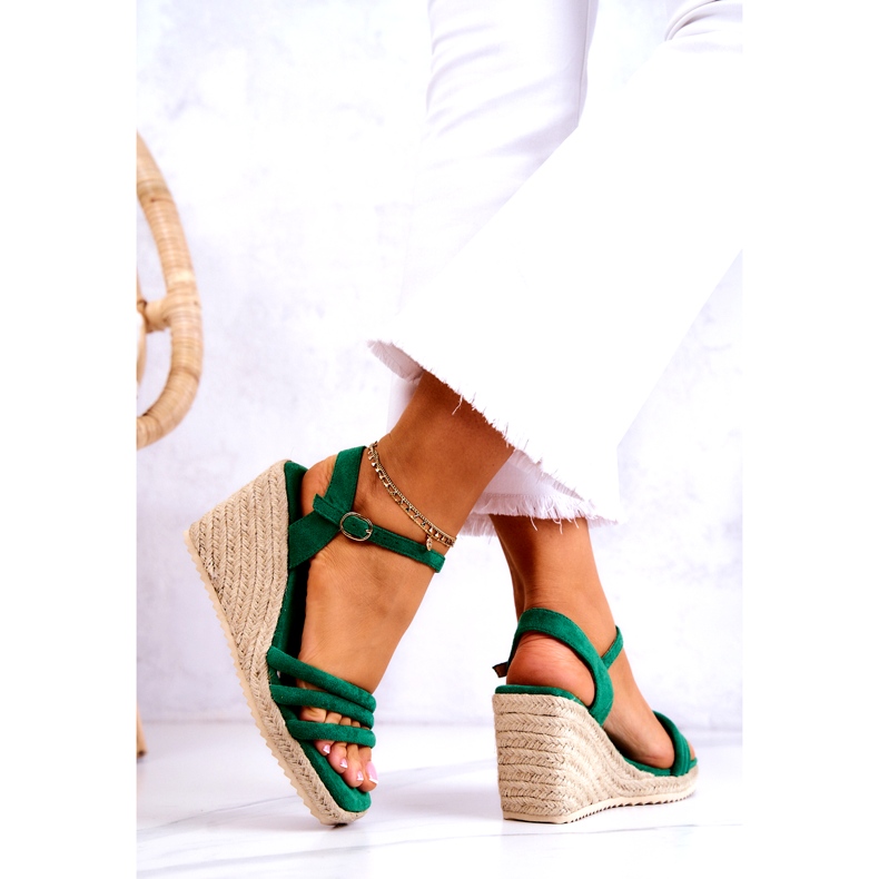 FJ1 Suede Green Louisiana Wedge Sandals 4